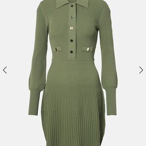 Veronica Beard Sage Green Ribbed Mini Dress